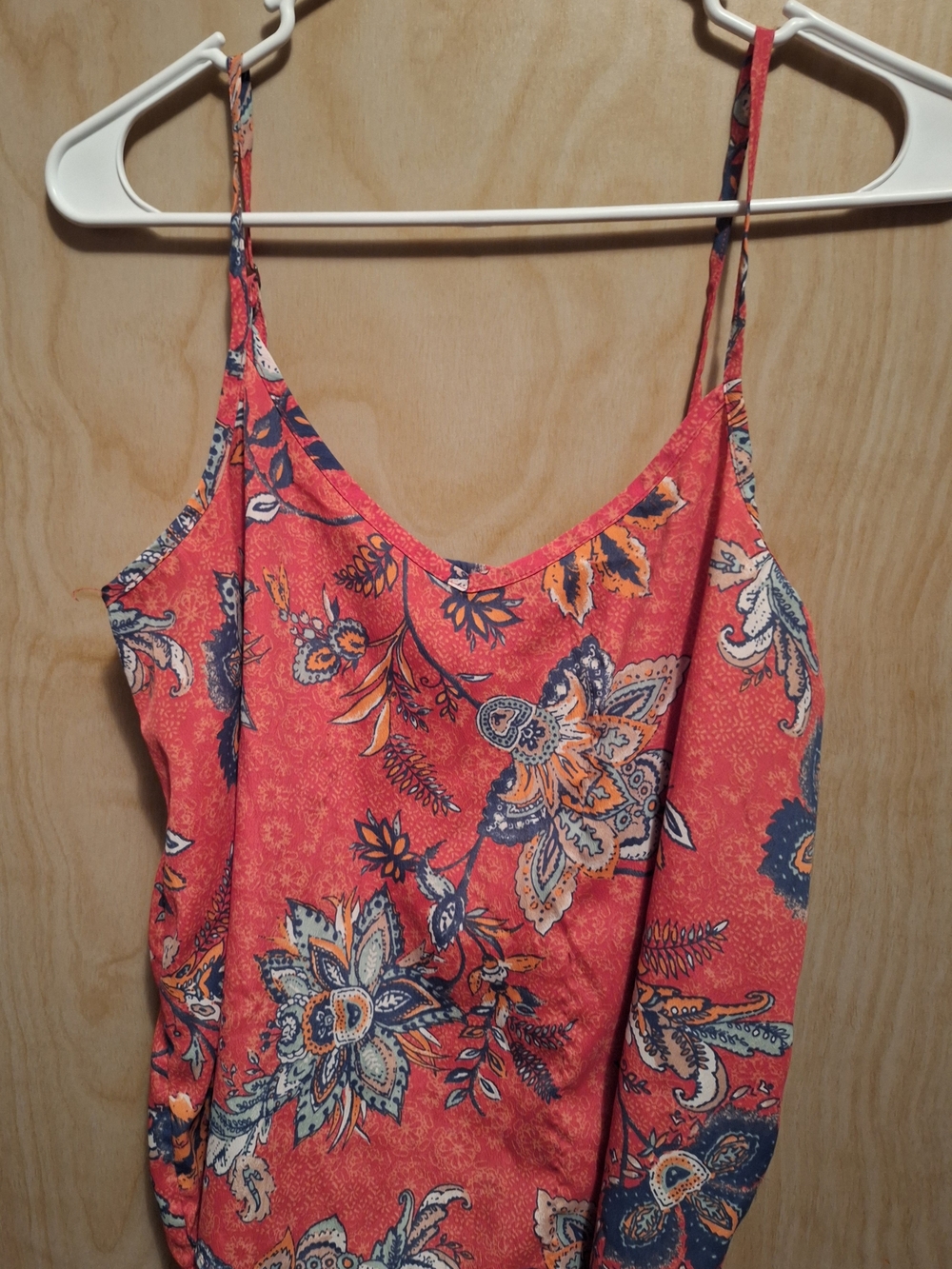 Hollister Coral Floral Paisley Spaghetti Strap Tank